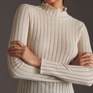 Anthropologie Cream Ribbed Sweater